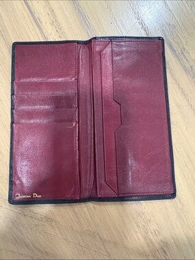Christian Dior vintage Black/Burgundy Leather Long Wallet